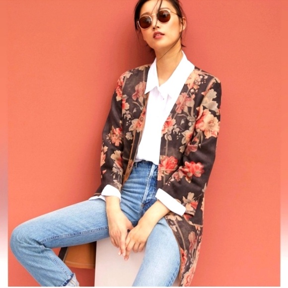 Anthropologie Sweaters - Anthropologie Monarc Marcela Rose Open Front Cardigan Duster Kimono Jacket Sz M